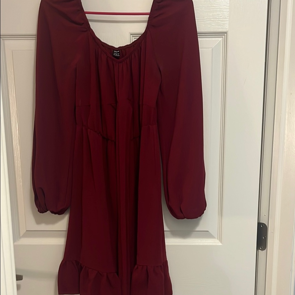 Burgundy Long Sleeve Dress